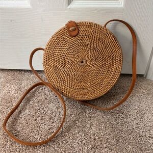 Round Woven Crossbody Bag